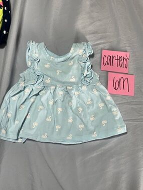 NWOT Carter's Baby Blue Swan Infant Ruffle Dress, 6M